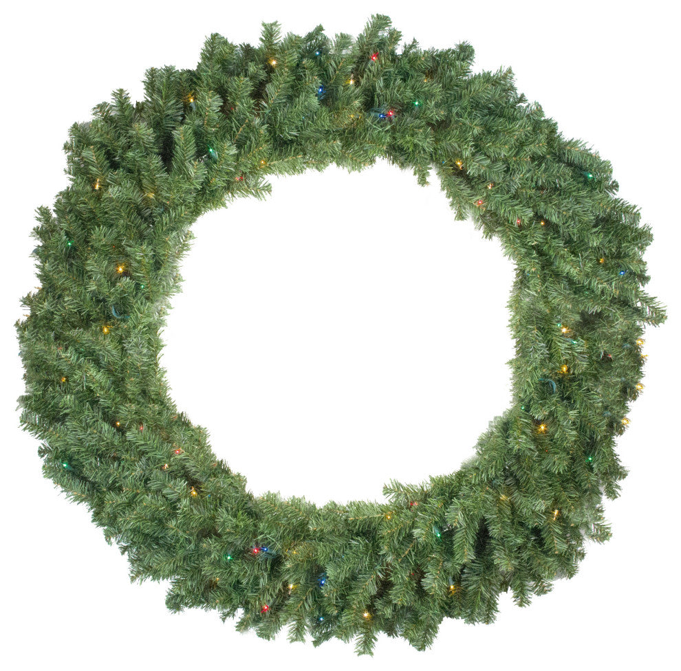 Pre-Lit Canadian Pine Artificial Christmas Wreath 48-Inch Multi Lights