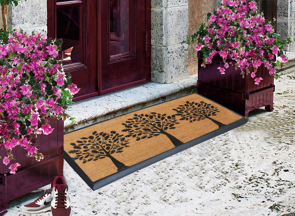 A1HC Designer Hand-Crafted Rubber Coir Double-Single Door Mat, 24"x48"