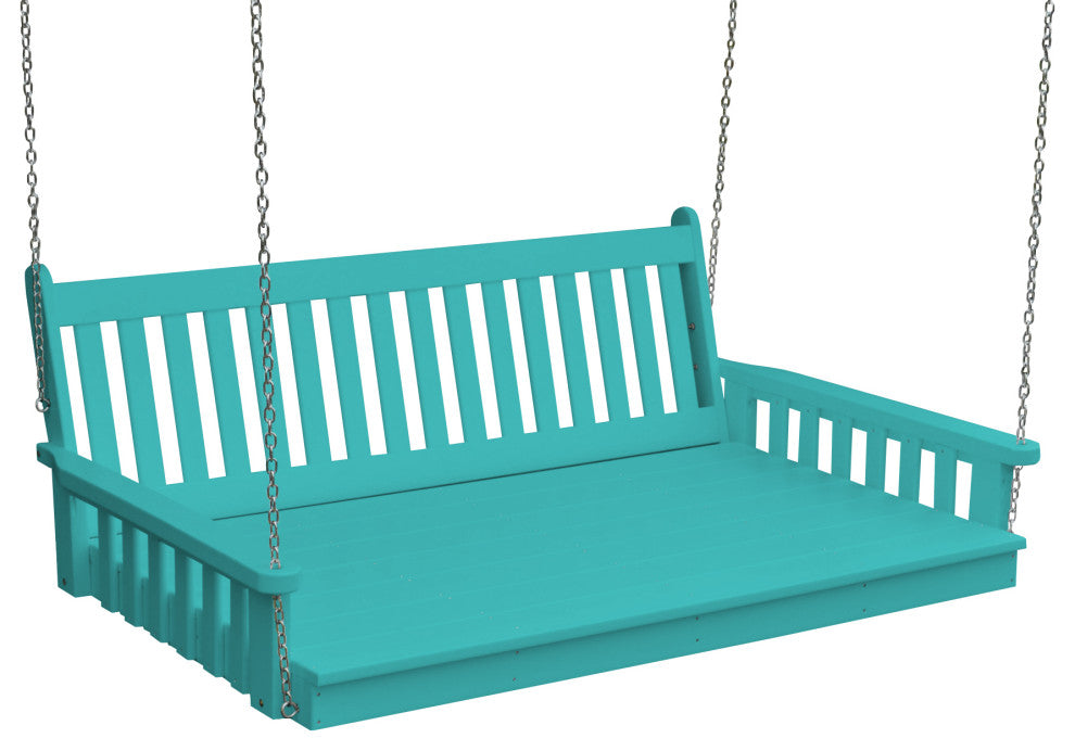 Traditonal English Swingbed, Aruba Blue, 75 Inch
