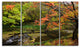 Fall Trees in Bright Colors, Landscape Canvas Art Print, 48"x28", 4 Panels