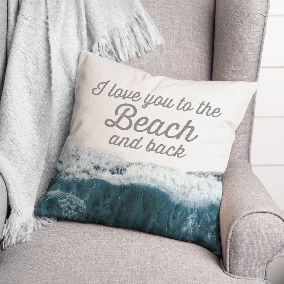 To the Beach and Back Gray 18x18 Pillow