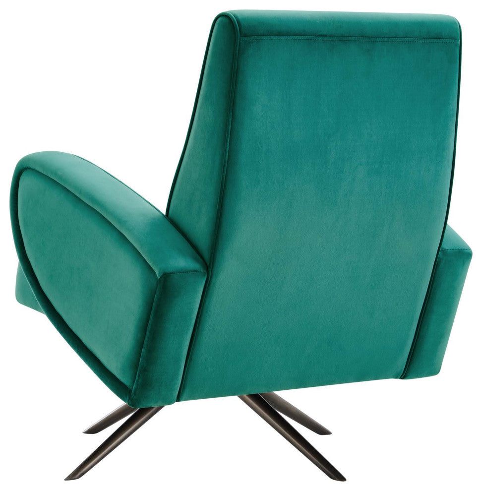 Armchair Swivel Accent Chair, Teal Blue, Velvet, Modern, Lounge Hospitality