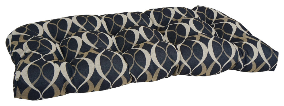 42"X19" U-Shaped Premium Outdoor Tufted Settee/Bench Cushion, Duo Indigo