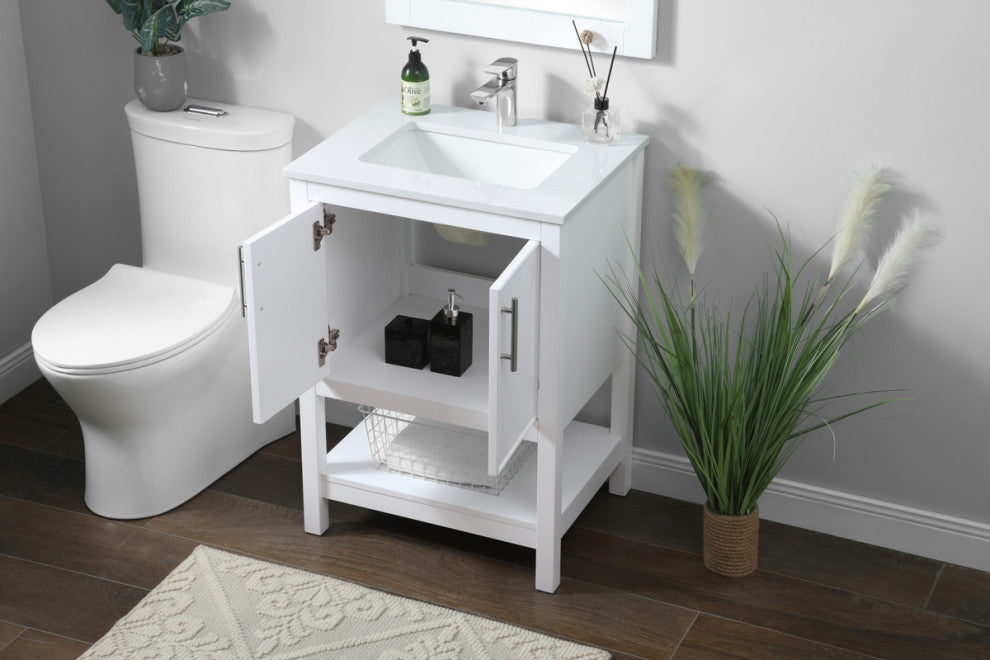 24" SIngle Bathroom Vanity, White