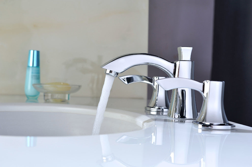 Sonata Series 8" Widespread 2 Handle Mid-Arc Bathroom Faucet, Polished Chrome