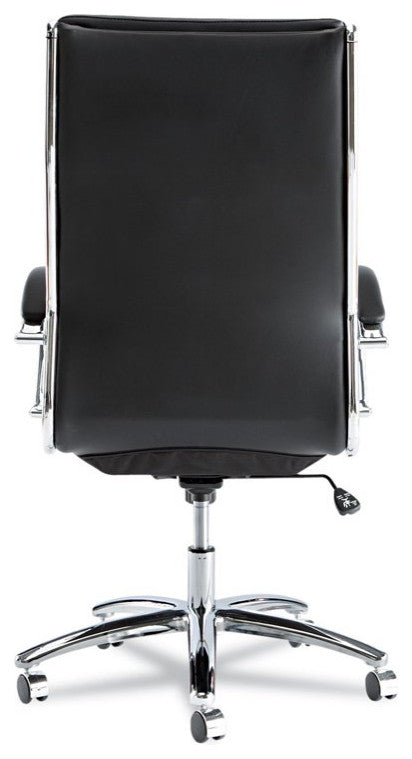 Contemporary Office Chair, Waterfall Seat With Ribbed Back & Padded Arms, Black