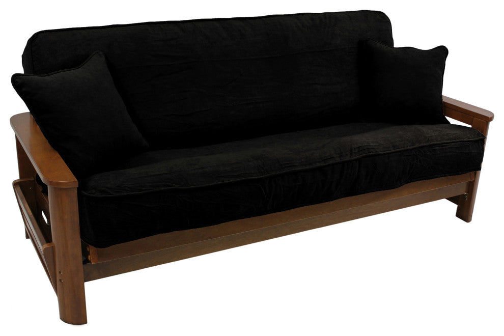 Solid Microsuede Full Futon Cover Set, Black