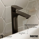 Karran KBF422 1-Hole 1-Handle Vessel Faucet With Pop-up Drain, Matte Black