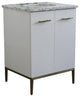 25" Single Sink Vanity, White Finish With White Carrara Marble And Oval Sink