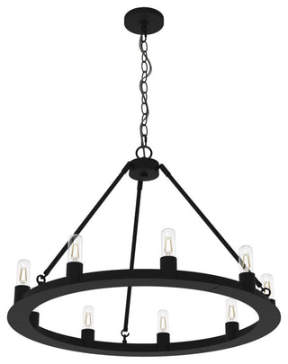 Hunter 30" Saddlewood Natural Iron 9-Light Chandelier Ceiling Fixture