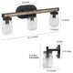 LNC Farmhouse 3-Light Bathroom Vanity Light with Mason Jar Shade and Wood Accent