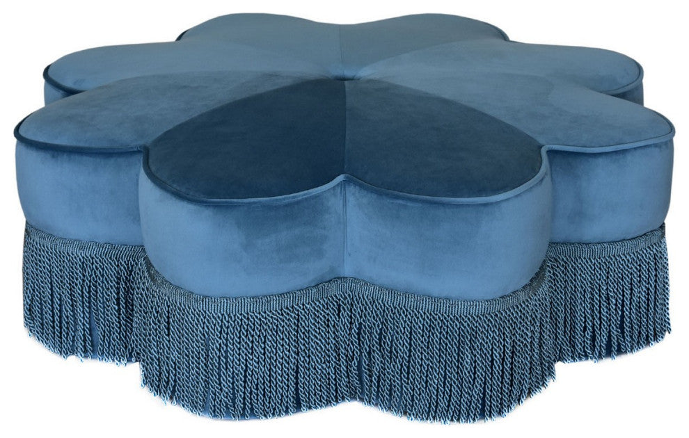 Safavieh Tanith Flower Ottoman, Dusty Blue