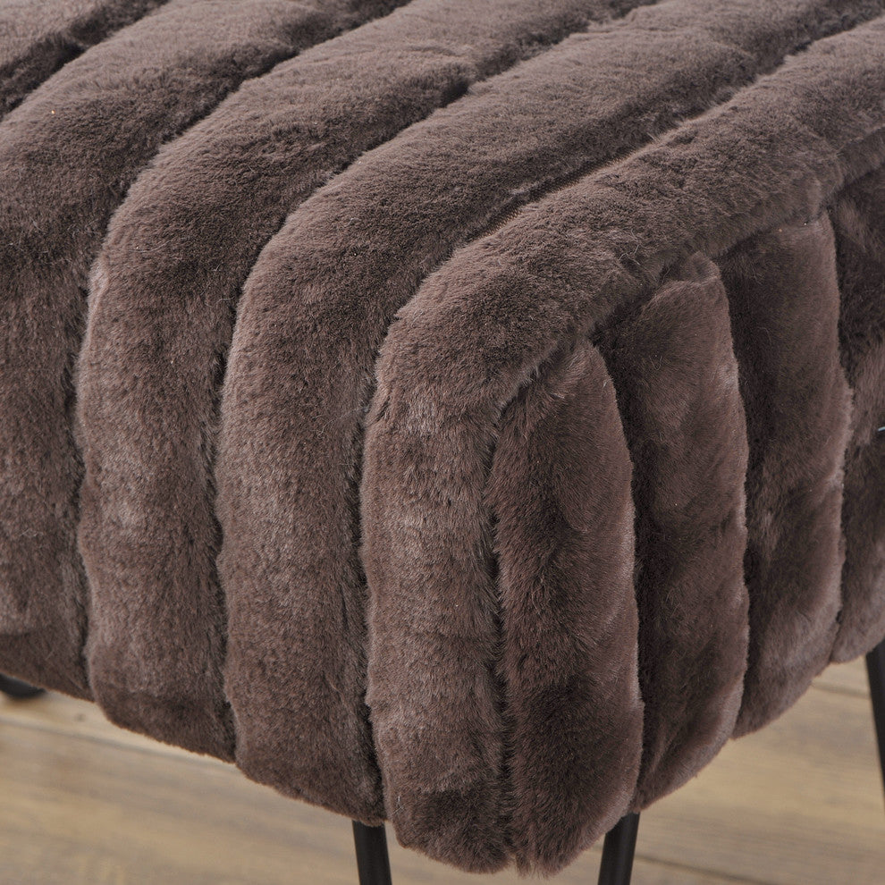Serenta Super Mink Ottoman, Chocolate, 19''x13''x17''