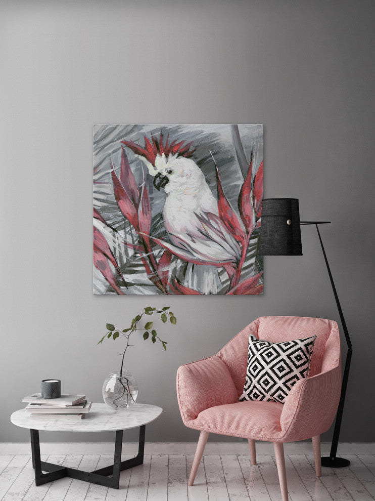 "White Cockatoo I" Painting Print on Wrapped Canvas, 40"x40"