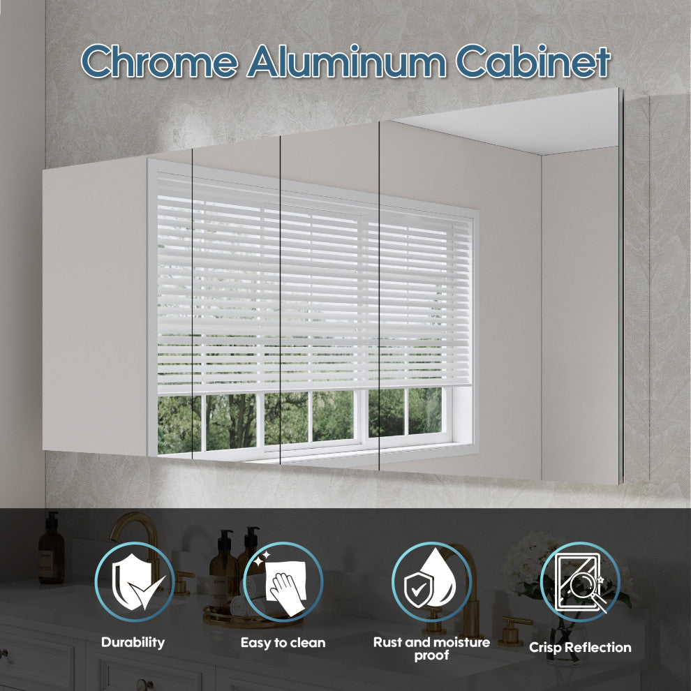 Recessed/Surface Mount Bathroom Medicine Cabinet, Reverse Installation, 72"x30"