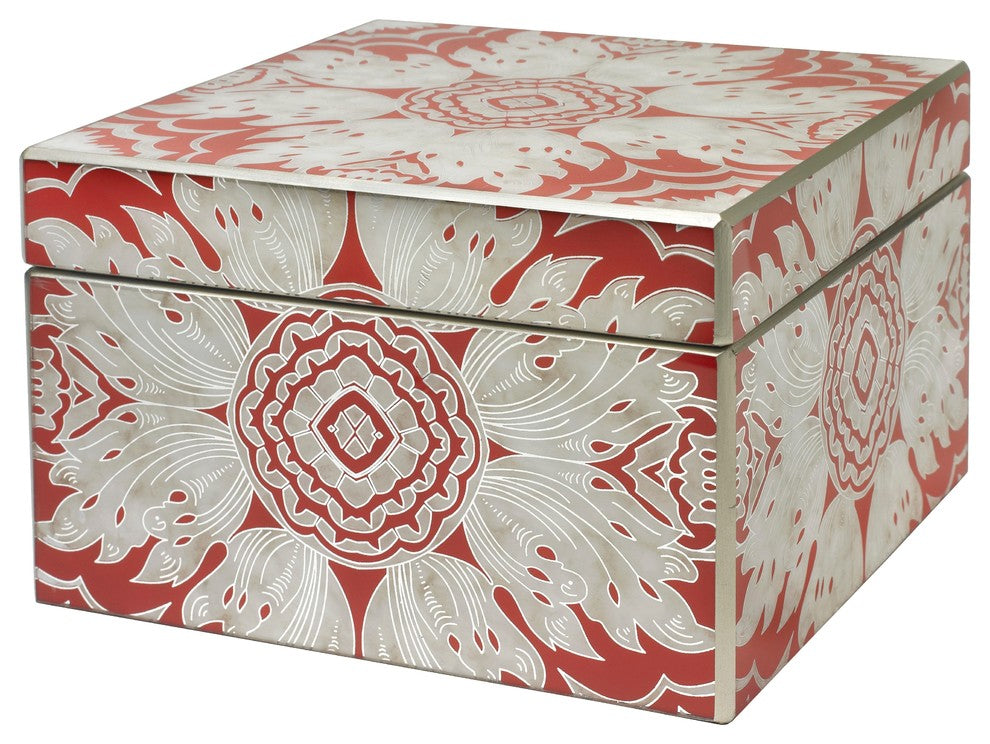 Reverse Painted Mirror Box, Medium, Tomato