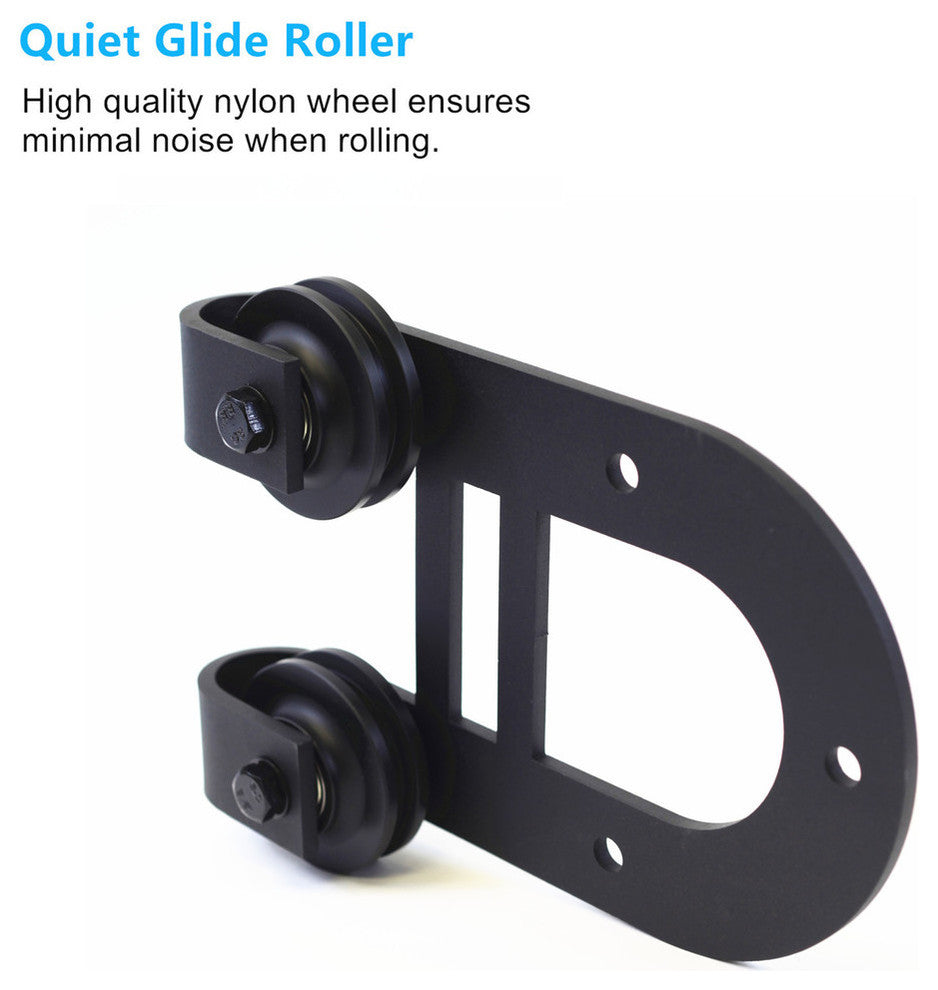 Sliding Barn Door Hardware, U Bracket Bypass, Horseshoe Design, 8'
