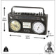 Boom-Box Clock With Thermometer, 13.75 Inches