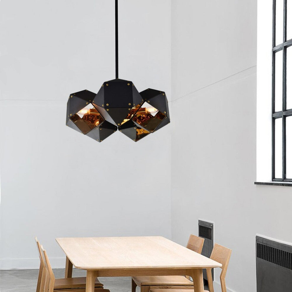 MIRODEMIÂ® Gars White/Black Pendant Lighting for Kitchen, Black/Golden, 5 Heads