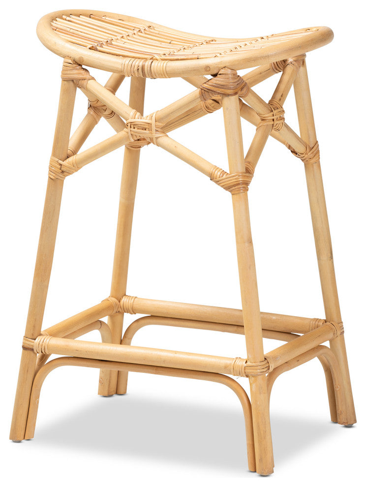 Cassie Natural Brown Rattan Counter Stool