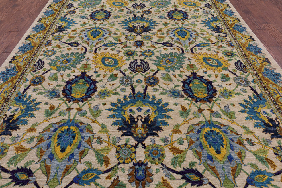 8' 10" X 11' 4" Persian Tabriz Vegetable Dye Handmade Wool Rug Q4567