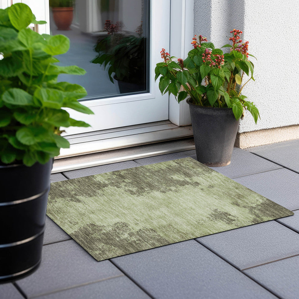 Machine Washable Indoor/Outdoor Chantille ACN1902 Olive 1'8" x 2'6" Rug