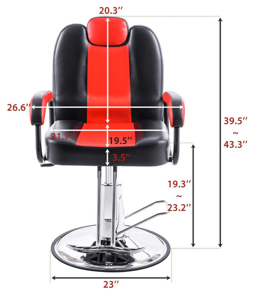 Deluxe Reclining Barber Chair With Heavy-Duty Pump