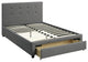 Wooden Full Bed With Button Tufted Headboard & Lower Storage Drawer Gray