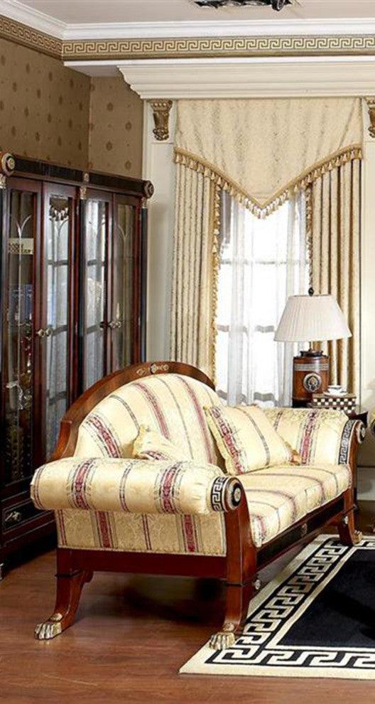 Infinity 5-Piece Walnut Living Room Set with Beige Upholstery