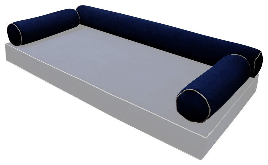 STYLE V6 Full Velvet ContrastPipe Indoor Daybed Bolster Pillow |COVER ONLY|AD373