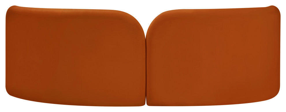 Daphne Upholstered Chair/Loveseat/Sofa, Cognac, Velvet, Sofa