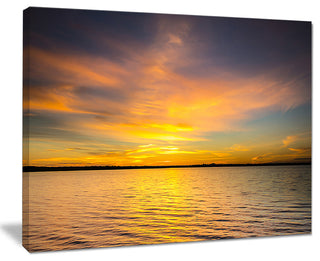 "Yellow Sunrise Light Hitting Waters" Seashore Canvas Print, 20"x12"