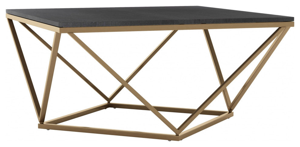 Black Marble and Gold Coffee Table