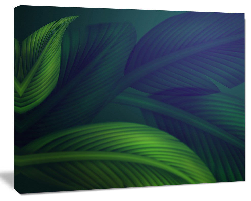 Tropic Jungle Leaves Background, Floral Canvas Art Print, 20"x12"