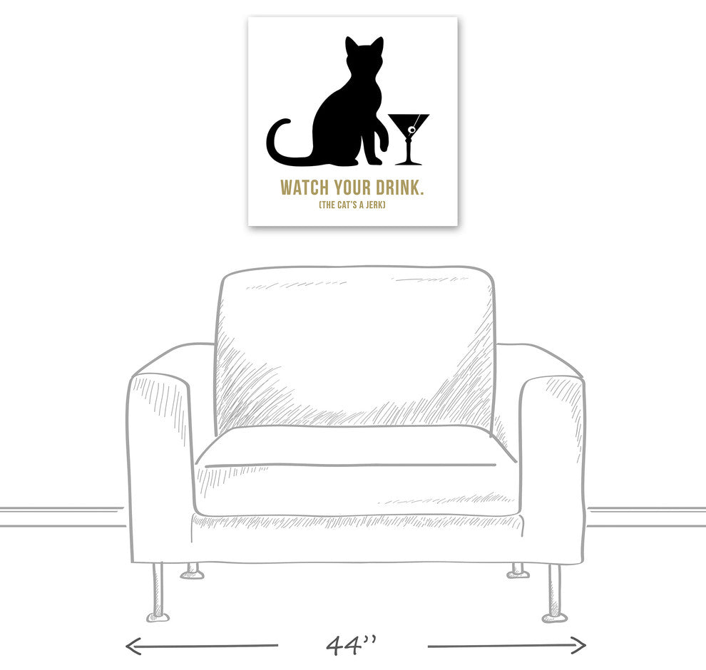 Designs Direct Creative Group Jerk Cat Martini 20x20 Canvas Wall Art