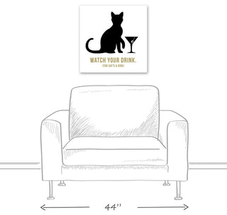 Designs Direct Creative Group Jerk Cat Martini 20x20 Canvas Wall Art