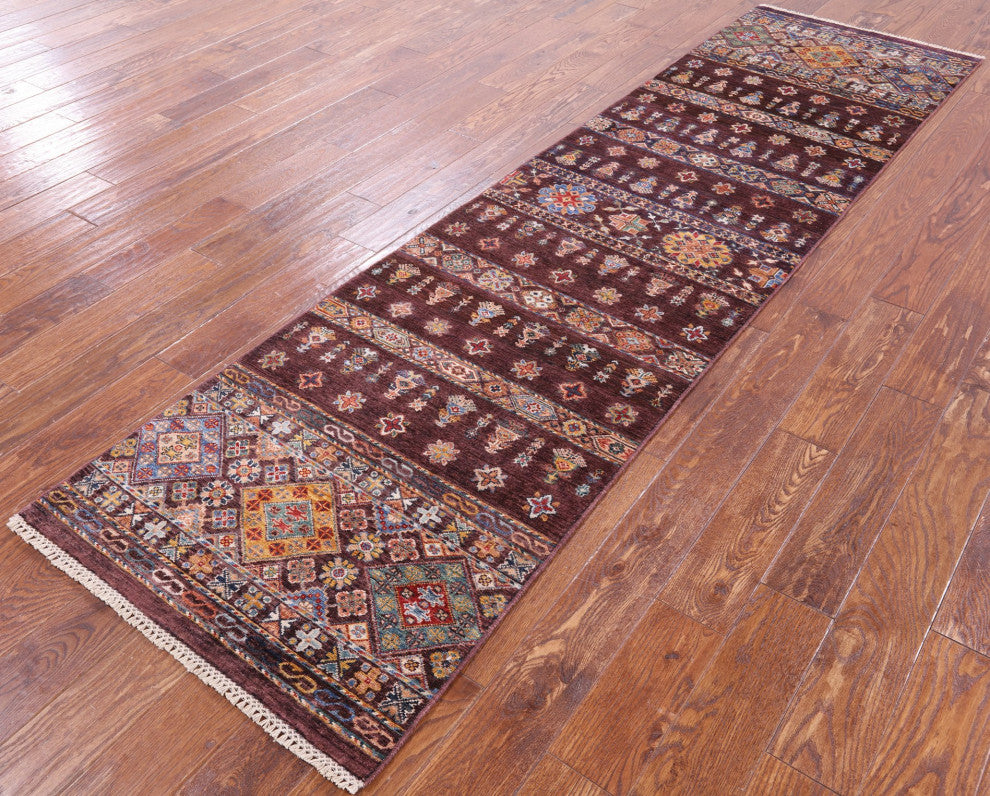 2' 8" X 10' 0" Khorjin Super Kazak Hand-Knotted Runner Rug Q8407