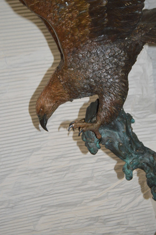 Flying Eagle on Wave Bronze Statue -  Size: 25"L x 35"W x 57"H.