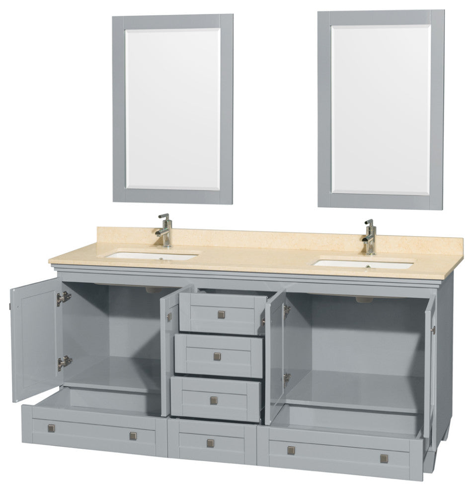 Wyndham WCV800072DOYIVUNSM24 Bathroom Vanity with 24 Inch Mirrors and Ivory Marb