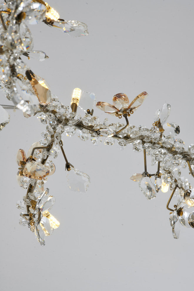 10-Light 22" Gold Stainless Steel Chandelier With Clear and Champagne Crystals