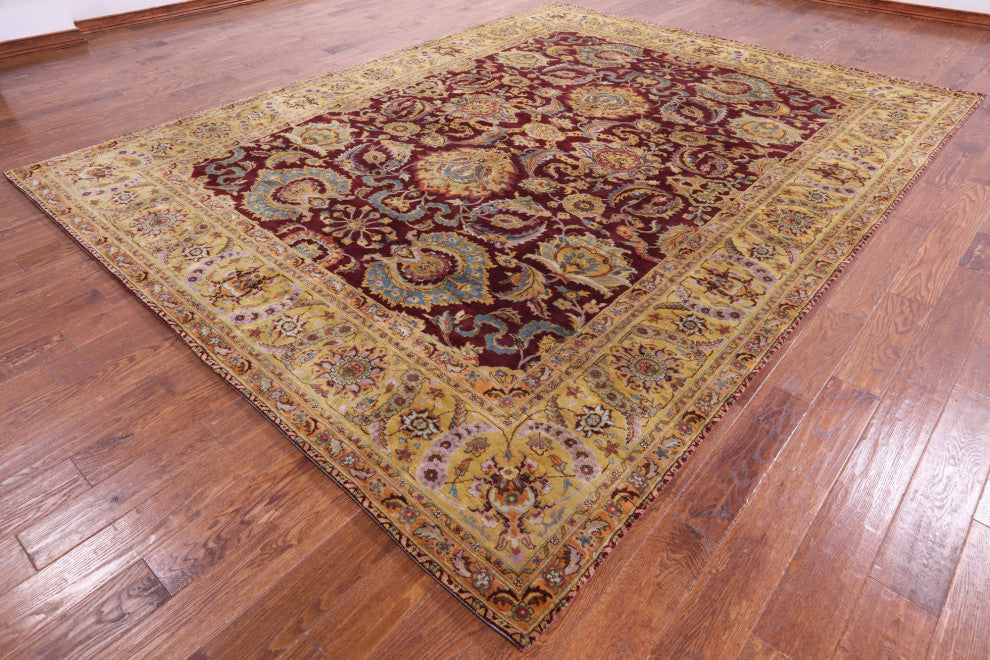 Hand-Knotted Persian Tabriz Wool Rug 9' 1" X 11' 11" Q9029