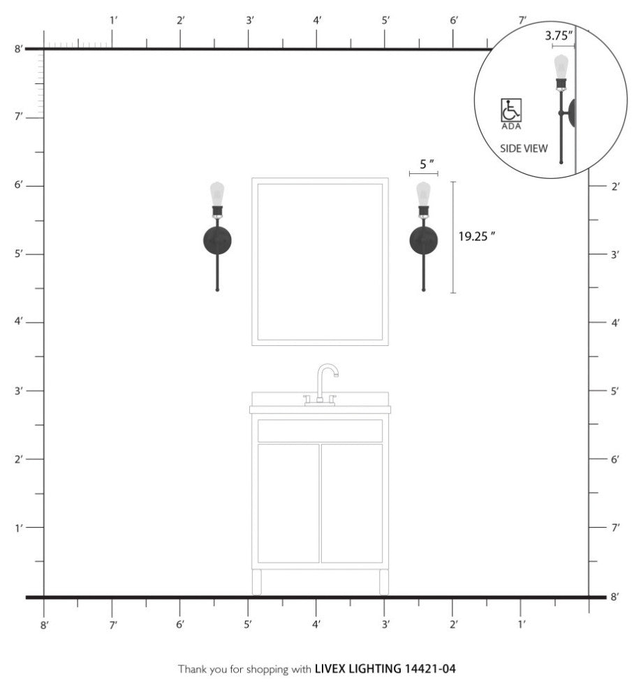 Lansdale 1 Light Black With Brushed Nickel Accents ADA Single Sconce