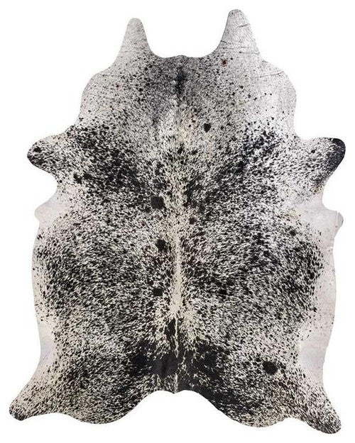 HomeRoots 60" x 84" Salt And Pepper Black And White Cowhide Area Rug