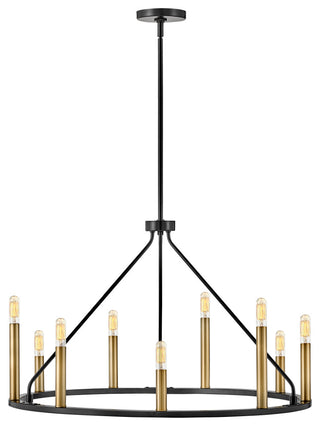 Lark Lazlo 30" Medium Single Tier Chandelier, Black + Lacquered Brass