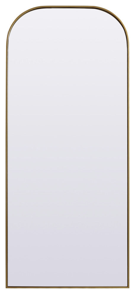 Metal Frame Arch Full Length Mirror 32X76 Inch, Brass