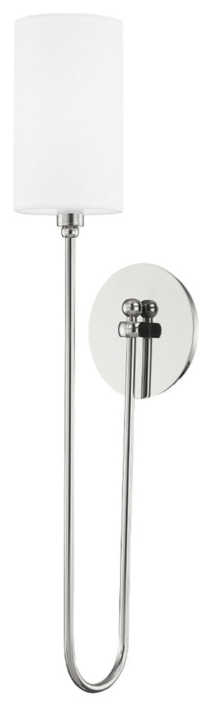 Harlem 1-Light Wall Sconce, Polished Nickel Frame, White Shade