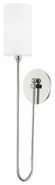 Harlem 1-Light Wall Sconce, Polished Nickel Frame, White Shade
