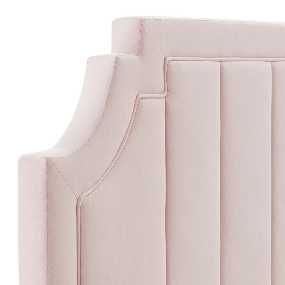 Alyona Channel Tufted Performance Velvet Twin Headboard-Pink