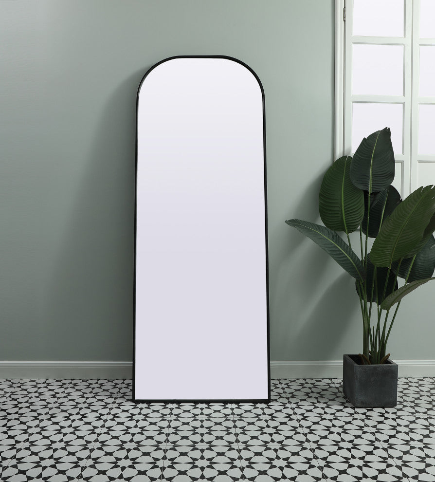 Metal Frame Arch Full Length Mirror 28X74 Inch, Black