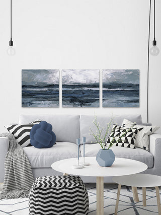 Dark Vast Ocean II Triptych, 96"x32"